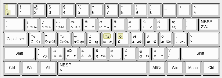 Wijesekara Keyboard Layout Preview